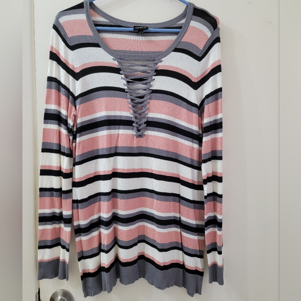Torrid Pink and Gray Long Sleeve Top